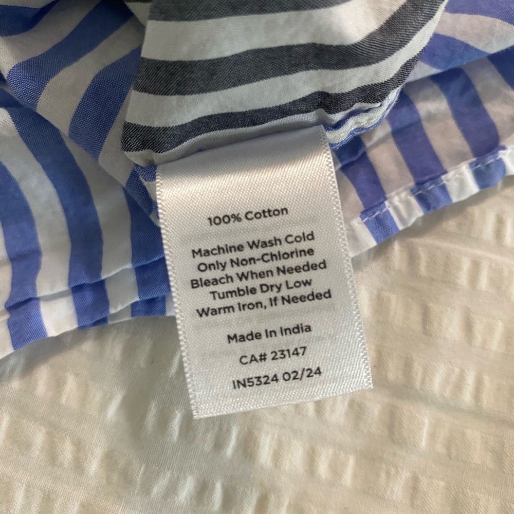 Talbots Boyfriend Shirt - Blue & Gray Poplin Button Down - Mixed Stripe L - Picture 10 of 12